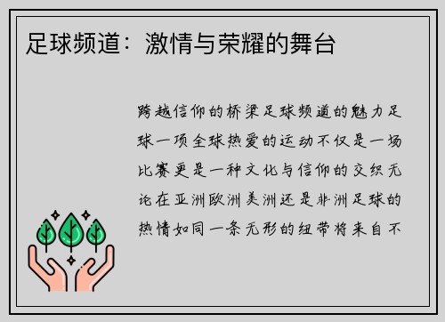 足球频道：激情与荣耀的舞台