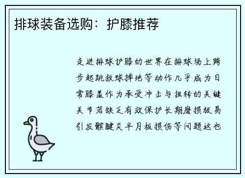 排球装备选购：护膝推荐